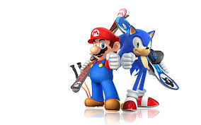 Sonic on bridge painting, simon stålenhag, transportation, mode of transportation. Hd Wallpaper Super Mario And Sonic Wall Paper Mario Bros Sonic The Hedgehog Wallpaper Flare