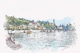 Maybe you would like to learn more about one of these? Mediterranean Waterfront Lake Como Italy Watercolor By Ahmet Asar Painting By Ahmet Asar