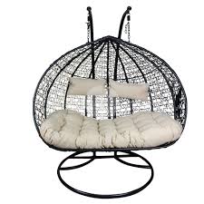 Can a swinging egg chair be used in a pergola? Xl Double And A Half Hanging Egg Chair Rattan Wicker Outdoor Furniture Black Cream 1luu Outdoor Dining Chair Cushions Outdoor Lounge Chair Cushions Din