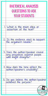 15 Rhetorical Analysis Questions To Ask Your Students Rhetorical Analysis Rhetoric Teaching High School English