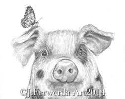 The images above represents how your finished drawing is going to look and the steps. Pencil Drawing Print When Pigs Fly Day 173 Etsy Drawings Animal Drawings Pig Drawings