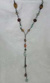 Long Stone Necklace Long Tassel Necklace Y Necklace Gift Etsy Long Stone Necklace Beaded Boho Necklace Valentines Necklace