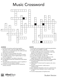 Music Crossword Puzzle Activity Crossword Puzzles Crossword Printable Crossword Puzzles