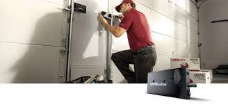 The garage door opens partially. Garage Door Lock Liftmaster