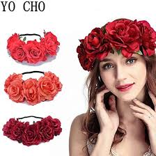 Amazon.com: Diadema de flores artificiales y secas, corona de rosas falsas  para mujer, corona de flores artificiales y secas, corona de pelo de viaje  para la playa, accesorio para el cabello