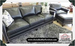 Slate Blue Leather Sofa And Chair With Silver Nail Head Studs Gorgeous Blue Leather Sofa Sofa Leather Sofa Couch