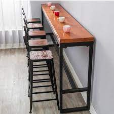 A bar cart is ideal because they're small, lightweight, and packed with stemware holders and shelving. Retro Leisure Cafes Against The Wall Bar Table Home High Bar Table Long Solid Wood Metal Bar Table High Bar Table Bar Tablebar High Tables Aliexpress