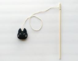 Black Cat Teaser Toy Cat Toy Teaser Wand Cat Toy Wand Black Cat Toys Catnip Cat Toy Diy Cat Toys