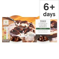 Empty the water from the glasses or mugs and add a tsp of syrup or honey to the bottom of each glass (the sugar will help the cream to float on top when added later on) then divide the slightly cooled coffee or latte between to 2 glasses or mugs, leaving around 2 cm of space at the top so the baileys and cream can be added. Tesco 2 Coffee Caramel Desserts 2x85g Tesco Groceries