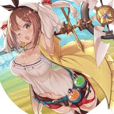 baakurou, reisalin stout, atelier (series), atelier ryza, atelier ryza 1,  highres, 1girl, arms up, belt, blue belt, blush, breasts, brown belt, brown  eyes, brown hair, cleavage, flask, hair ornament, hairclip, hat, jacket,