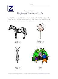 beginning consonants letter z worksheet all kids network