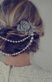 Vintage Style Hair Draping Pearls And Rhinestone Flower Features Anita Featured In Elle Uk Wedding Hairstyles Wedding Hair Accessories Hair Accessories