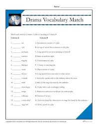 Drama Vocabulary Match Worksheet Drama Vocabulary Drama Education Teaching Drama