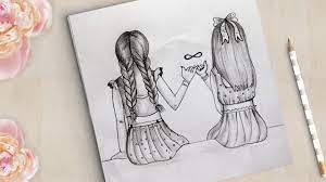 Sometimes it happens that you are in a mood to draw but nothing comes to your mind. Friendship Day Drawing Very Easy Best Friend Drawing Easy Pencil Sketch Drawings Of Friends Friends Sketch Cute Best Friend Drawings
