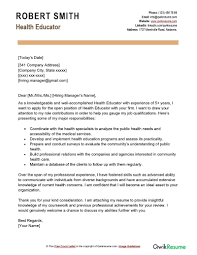 Health Educator Cover Letter Examples - Qwikresume