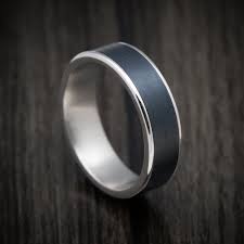 14k White Gold And Black Titanium Mens Ring Titanium Rings For Men Mens Wedding Rings Gold Rings For Men