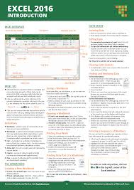 Excel 2016 Introduction Cheat Sheet Cheat Sheets