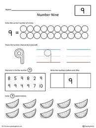 Number 9 Practice Worksheet Writing Numbers Numbers Preschool Learning Numbers