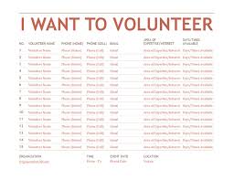 Volunteer Registation And Sign Up Sheet Template