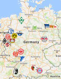 Unlike other european football leagues, bundesliga teams are required to be. Bundesliga Soccer Maps And Club Logos Augsburg Bayer Leverkusen Bayern Munich Borussia Dortmund Borussia M German Football Clubs Germany Football Football