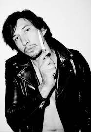 Adam Driver Shirtless In A Shiny Black Leather Jacket Holding A Knife To His Face Adam Driver Actors Kylo Ren Adam Driver