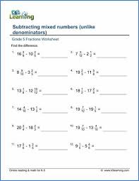 22 Year 2 Fractions Worksheets Grade 5 Addition Subtraction Of Fractions Worksheets Fr Subtract Mixed Numbers Fractions Worksheets Mixed Fractions Worksheets