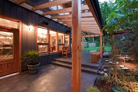 Building a covered patio with a 30ft span! Covered Entry And Outdoor Living Area Transitional Patio Vancouver By My House Design Build Team Houzz