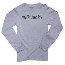 Milk Junkie - Breastfeeding Support Handwriting Mens Long Sleeve Grey  T-Shirt