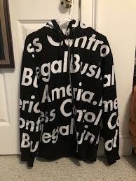 Supreme Illegal Business Controls America Zip Up Hoodie Fashion Clothing Shoes Accessories Mensclothing Activewear Eba Hoodies Zip Ups Black Sweatshirts