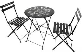 Trouvez livres, caméras, robes de bal, un pc table avec rallonge (dimensions avec rallonge 66 pouces de longueur x 38 pouces de largeur), 6 chaises et buffet à vin (dimensions 39 1/2. Set De Table Et Chaises De Jardin Avec Inscriptions En Acier Noir Gardi Table De Jardin Pas Cher
