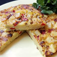 Cocinar Y Gozar On Instagram Vamos A Preparar Una Tortilla De Patatas Ingredientes 4 Papas 1 Cebolla Grande 1 Pimiento M In 2020 Food Breakfast Hawaiian Pizza