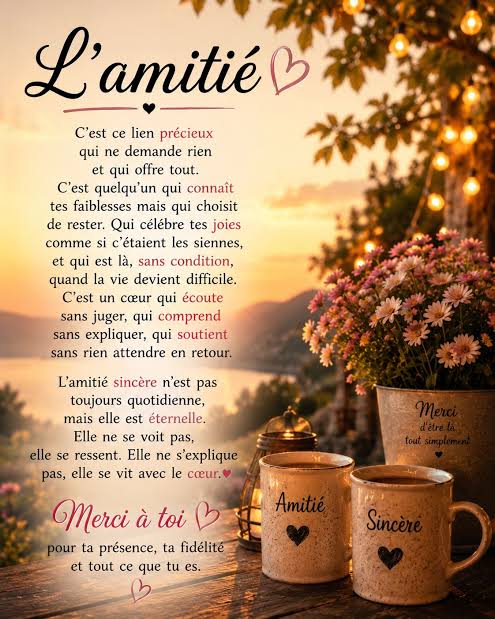 💛 L'amitié est l'un des plus beaux cadeaux que la vie puisse offrir. Elle  ne se mesure ni au temps, ni aux mots, mais à la sincérité des gestes et à  la