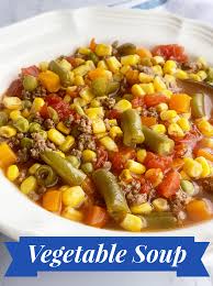 Vegetable Soup Ingredients 1 Lb Ground Beef Medium Onion Diced 1 C Froze Mix Vegetable Recipe Vegetable Soup Ingredients Frozen Mixed Vegetable Recipes