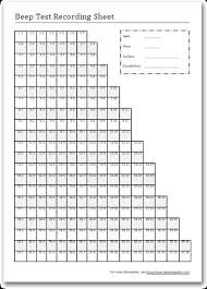 Beep Test Scoring Sheet