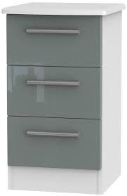 Free delivery over £40 to most of the uk great selection excellent customer service find everything for a beautiful home. Knightsbridge 3 Drawer Bedside Cabinet High Gloss Grey And White Cfs Furniture Uk