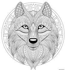 Coloriage Mandala Loup Difficile Complexe Beau Loup Dessin Mandala Animaux  à imprimer