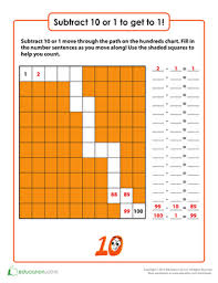 Subtract Ten Or One To Get To One Worksheet Education Com