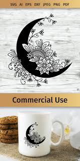 Download Moon Svg Floral Moon Svg Crescent Moon Svg Floral Moon Silhouette Crafts Moon Tattoo Designs