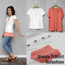 How To Add Fabric To Bottom Of Shirts Simple Tshirt Refashion Diy Clothes Refashion Tshirt Refashion Refashion Clothes