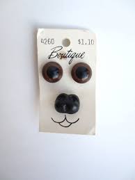 Vintage Brown Eye Buttons And Black Bear Dog Nose Button 60s Teddy Bear Puppies Bear Dog Dog Nose