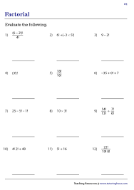 You can do the exercises online or download the worksheet as pdf. Factorial Worksheets Worksheets Notations High School Students