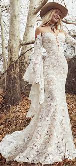 Stevie By La Perle Long Sleeve Wedding Dress Boho Long Sleeve Wedding Dress Lace Boho Chic Wedding Dress