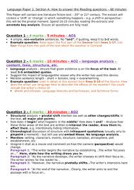 Practice paper english language paper 1. Aqa Gcse 9 1 English Language Paper 1 Section A Reading How To Answer Teaching Resources
