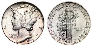 1945 S Mercury Silver Dime Micro Coin Value Prices Photos