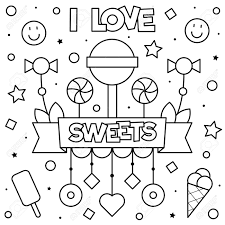 Check out our sweets coloring pages selection for the very best in unique or custom, handmade did you scroll all this way to get facts about sweets coloring pages? I Love Sweets Coloring Page Vector Illustration Stock Photo Picture And Royalty Free Image Image 108811550