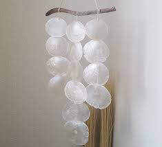 Capiz Shell Wind Chime Capiz Shells Mobile White Beach Decor Coastal Decor Capiz Windchime Driftwood Shell Wind Chimes Capiz Shell Capiz Wind Chimes