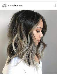 Brunette Ash Lob Think Spring Hair Styles Balayage Hair Asymmetrical Haircut