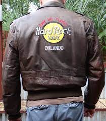 Vintage Soft Brown Leather Bomber Jacket From Hard Rock Cafe Orlando Men 39 S Small Ropa