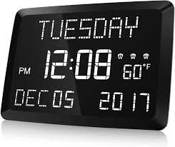 Negotiable delivery solid wooden wall clock with thermometer and hygrometer, available in all kinds of wall clocks. Amazon Com Digital Clock Raynic 11 5 Large Led Word Display Dimmable Digital Wall Clock Adjustable Brightness Digital Alarm Clock With Day And Date Indoor Temperature Snooze 12 24h Dstfor Home Office Elderly Electronics