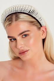 BeatriceBlack Velvet Pearl Embellished Headband